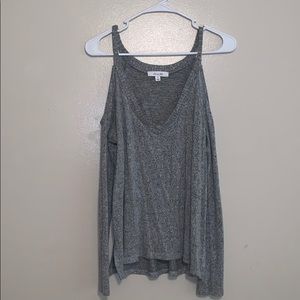 Cold shoulder heather grey sweater